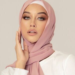 Dusty Pink Chiffon Hijab Hair Head Wrap Scarf